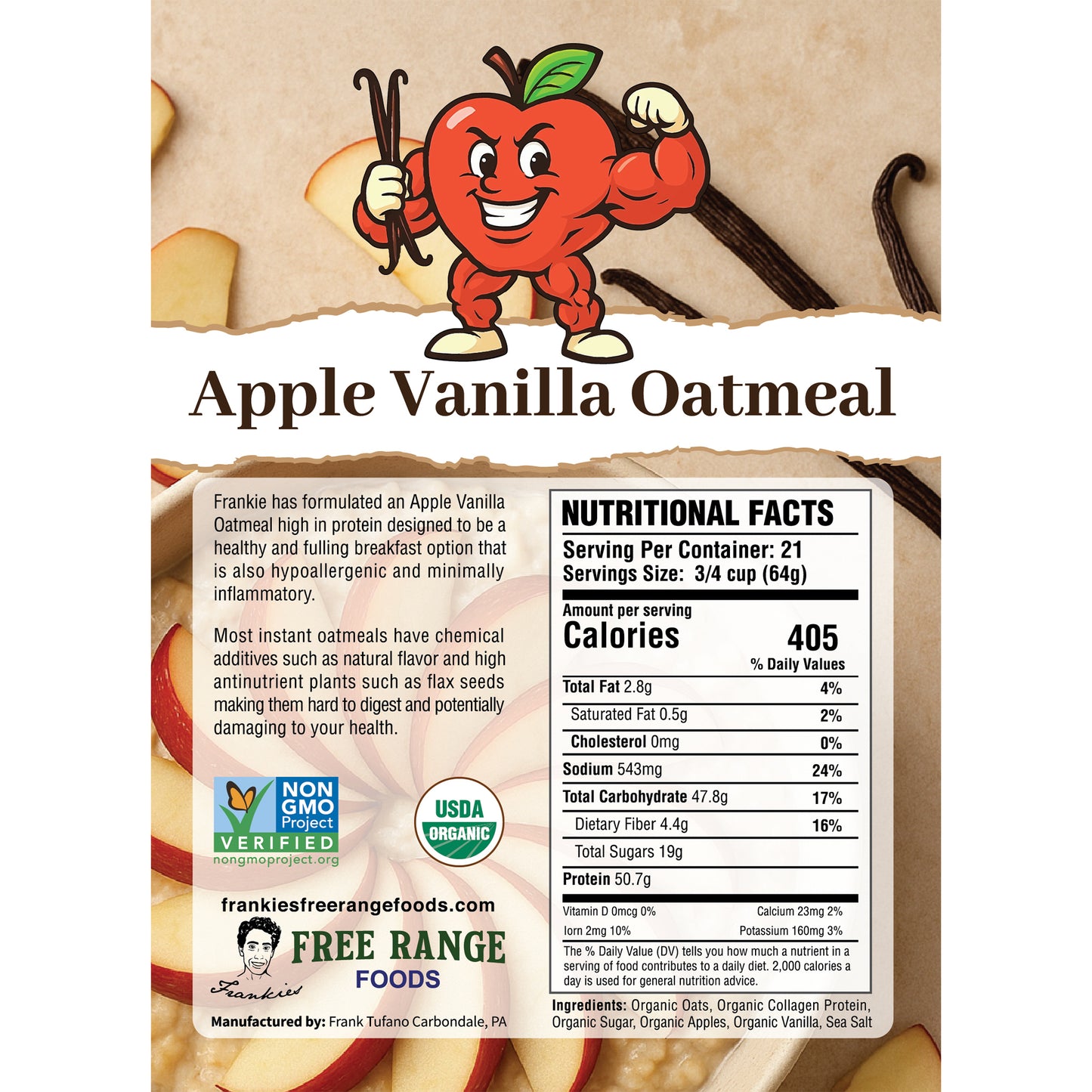 Apple Vanilla Instant Oatmeal with Collagen Protein