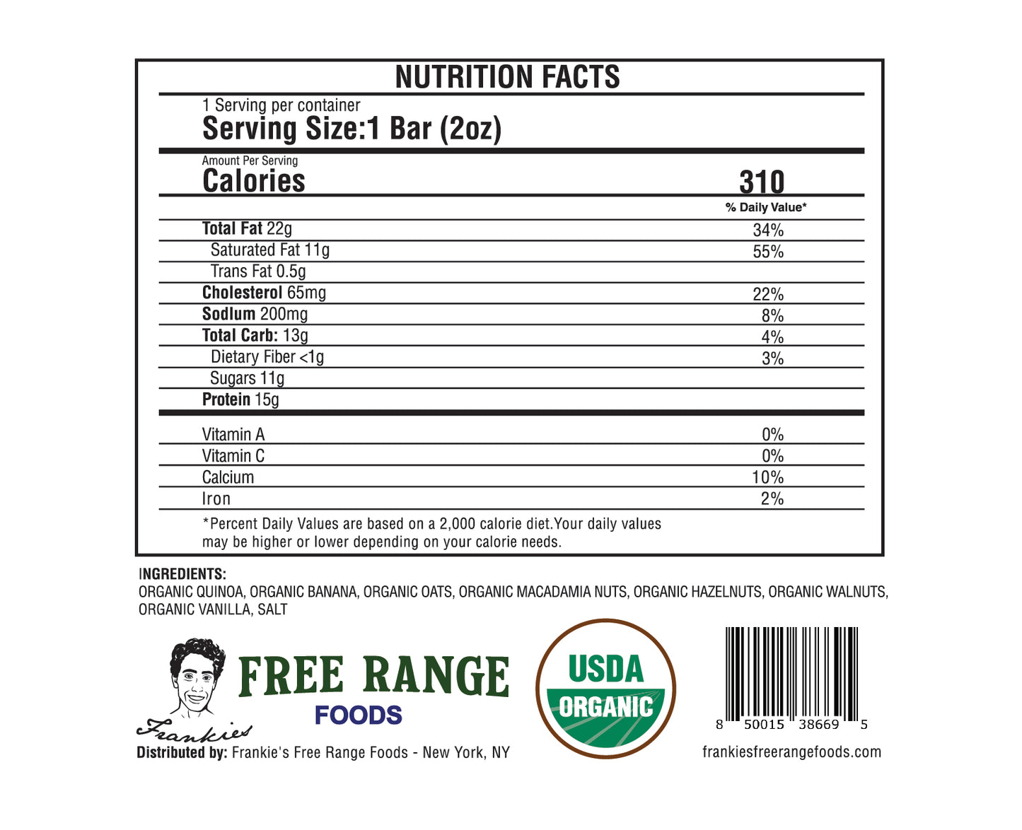 Quinoa Crisp Fruit & Nut Nutrition Bars (Organic)