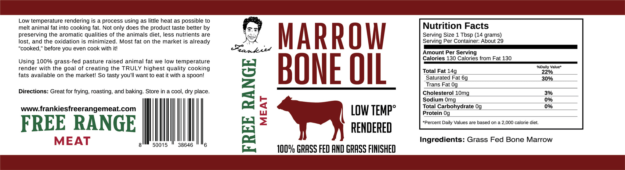 Grass Fed MARROW OIL Frankie's Free Range Foods